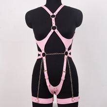 Load image into Gallery viewer, Pink Sexy Body Leather Harness BDSM Bondage Woman Fashion Harness Garter Belt Leather Bra Top Fetish Leg Chain Lingerie