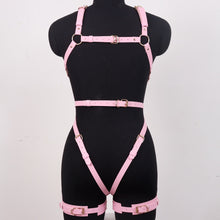 Load image into Gallery viewer, Pink Sexy Body Leather Harness BDSM Bondage Woman Fashion Harness Garter Belt Leather Bra Top Fetish Leg Chain Lingerie