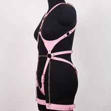 Load image into Gallery viewer, Pink Sexy Body Leather Harness BDSM Bondage Woman Fashion Harness Garter Belt Leather Bra Top Fetish Leg Chain Lingerie