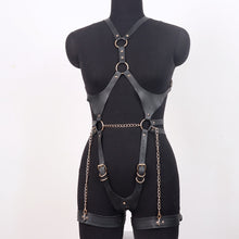 Load image into Gallery viewer, Pink Sexy Body Leather Harness BDSM Bondage Woman Fashion Harness Garter Belt Leather Bra Top Fetish Leg Chain Lingerie