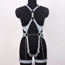 Load image into Gallery viewer, Pink Sexy Body Leather Harness BDSM Bondage Woman Fashion Harness Garter Belt Leather Bra Top Fetish Leg Chain Lingerie