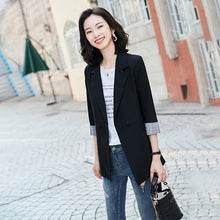 Load image into Gallery viewer, Pink Suits Jacket Women&#39;s Three-Quarter Sleeve Korean 2021 Summer New Temperament Leisure Thin Slim Fit Small Suit Blazer Femme