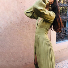 Load image into Gallery viewer, Pink Women Boho Maxi Dress Party Sexy Long Sleeve Button Holiday Bohemian Long Dresses 2021 Spring Summer Casual Streetwear Robe