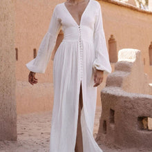 Load image into Gallery viewer, Pink Women Boho Maxi Dress Party Sexy Long Sleeve Button Holiday Bohemian Long Dresses 2021 Spring Summer Casual Streetwear Robe