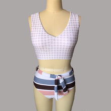 Load image into Gallery viewer, Plaid Print Swimsuit Women&#39;s Two-piece Brazilian Bikini V-neck Swimsuit Striped Matching Shorts Bathing Suit Women Bikini Set