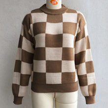 Load image into Gallery viewer, Plaid Sweater Women Knitted Pullovers Sweatrs Long Casual Loose Knitting Shirts Female Jumpers 2021 Autumn Winter