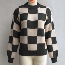 Load image into Gallery viewer, Plaid Sweater Women Knitted Pullovers Sweatrs Long Casual Loose Knitting Shirts Female Jumpers 2021 Autumn Winter