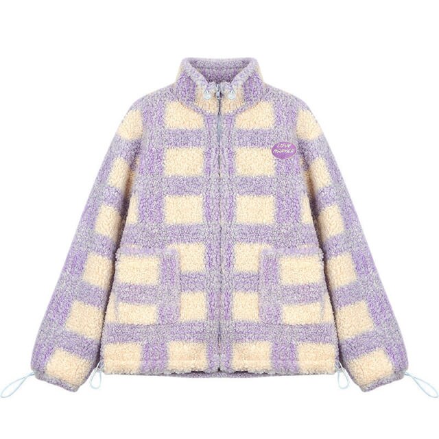 Plaid Sweet Furl Coat Women Warm Winter Trend Coats and Jakets Female Loose Japanese Style Kawaii Korean Overcoat Women 2020 New