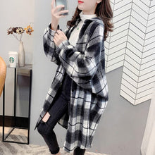 Load image into Gallery viewer, Plaid Vintage Shirt Harajuku Women&#39;s Blouses Turn-Down Collar 2021 New Loose Long-Sleeved All Match Shirt Western Style Top Coat
