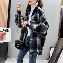 Load image into Gallery viewer, Plaid Vintage Shirt Harajuku Women&#39;s Blouses Turn-Down Collar 2021 New Loose Long-Sleeved All Match Shirt Western Style Top Coat