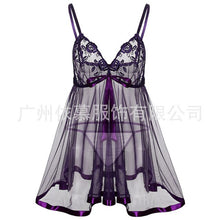 Load image into Gallery viewer, Plus Size 6XL Women&#39;s Nightie Perspective Lace Sexy Night Dress Sleepwear Bowknot Lace Women&#39;s Nightgown Sex Lingerie Sleep Tops