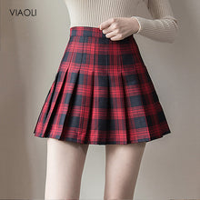 Load image into Gallery viewer, Plus Size Harajuku Short Skirt New Korean Plaid Skirt Women Zipper High Waist School Girl Pleated Plaid Skirt Sexy Mini Skirt