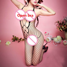 Load image into Gallery viewer, Plus Size Lingerie Hot Leopard Transparent Erotic Mesh Sexy Costumes Fishnet Tights Women Open Crotch Bodystockings Underwear