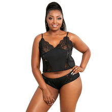 Load image into Gallery viewer, Plus Size Pajama XL-5XL Women Sexy Lingerie Sets Exotic Lace Poplin Suspenders Underwear Suit Black Sleepwear Top Briefs