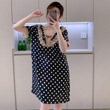 Load image into Gallery viewer, Plus Size Short Sleeve Sexy Lace V-neck Silk Satin Print Nightgowns for Women Hot Summer Sleepwear Nightdress Night Dress Nighty