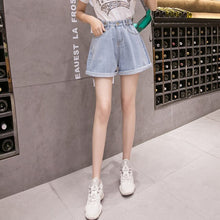 Load image into Gallery viewer, Plus Size Summer Blue Women&#39;s Denim Shorts Large Size 5Xl Wide Leg  High Waisted Ladies Shorts Elastic Waist Jeans for Women