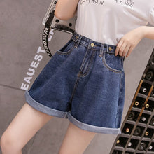 Load image into Gallery viewer, Plus Size Summer Blue Women&#39;s Denim Shorts Large Size 5Xl Wide Leg  High Waisted Ladies Shorts Elastic Waist Jeans for Women