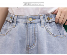 Load image into Gallery viewer, Plus Size Summer Blue Women&#39;s Denim Shorts Large Size 5Xl Wide Leg  High Waisted Ladies Shorts Elastic Waist Jeans for Women