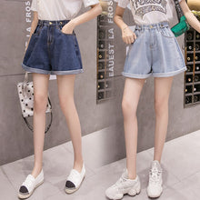 Load image into Gallery viewer, Plus Size Summer Blue Women&#39;s Denim Shorts Large Size 5Xl Wide Leg  High Waisted Ladies Shorts Elastic Waist Jeans for Women