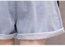 Load image into Gallery viewer, Plus Size Summer Blue Women&#39;s Denim Shorts Large Size 5Xl Wide Leg  High Waisted Ladies Shorts Elastic Waist Jeans for Women