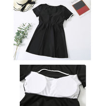 Load image into Gallery viewer, Plus Size Swimwear Women One Piece 2021 Push Up Black Swimsuit With Shorts Sleeve Conservative Swimdress Beach Bathing Suit Girl