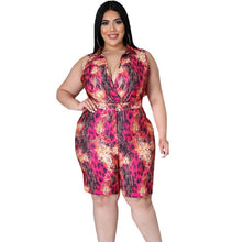 Load image into Gallery viewer, Plus Size Women Clothing Two Piece Set  Fashion Sexy  Print Patchwork Jumpsuit and Shorts Sets Multi Wear Wholesale Dropshipping