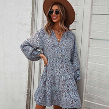 Load image into Gallery viewer, Plus Size Women Short Dress Mini Vestidos Sexy Leopard Print Beach Dresses Latest 2021 Autumn Casual Loose Chiffon Dress Femme
