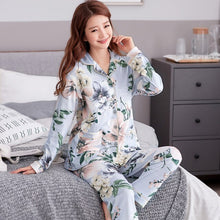 Load image into Gallery viewer, Plus Size Women Sleepwear Pajamas Set Spring Autumn Flower Long Sleeve Soft Cotton Pijama Casual Homewear Female Pyjamas