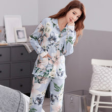 Load image into Gallery viewer, Plus Size Women Sleepwear Pajamas Set Spring Autumn Flower Long Sleeve Soft Cotton Pijama Casual Homewear Female Pyjamas