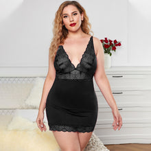 Load image into Gallery viewer, Plus Size XL-5XL Nightgown For Women Sexy Nightdress Lace Elastic Underwear Femme Sleepwear Summer V-neck Lingerie Slip Dress