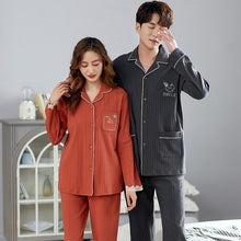 Load image into Gallery viewer, Pocket Printing Cotton Long Sleeve Long Pants Sleepwear Fashion Style Pajamas Set Man and Woman Pijama Set Pj Set Spring Autumn