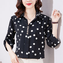 Load image into Gallery viewer, Polka Dot Chiffon Shirt Ladies 2021 New Autumn 3/4 Sleeve Women Blouse Shirt Elegant Loose Plus Size Office Lady Shirt