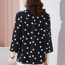 Load image into Gallery viewer, Polka Dot Chiffon Shirt Ladies 2021 New Autumn 3/4 Sleeve Women Blouse Shirt Elegant Loose Plus Size Office Lady Shirt
