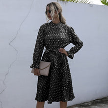 Load image into Gallery viewer, Polka Dot Print Dress Women Casual Half Turtleneck Butterfly Sleeve Autumn Winter Slim Bandage Dress For Women 2021 New Fashion