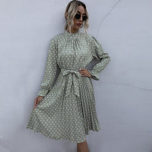 Load image into Gallery viewer, Polka Dot Print Dress Women Casual Half Turtleneck Butterfly Sleeve Autumn Winter Slim Bandage Dress For Women 2021 New Fashion