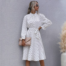 Load image into Gallery viewer, Polka Dot Print Dress Women Casual Half Turtleneck Butterfly Sleeve Autumn Winter Slim Bandage Dress For Women 2021 New Fashion