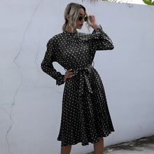 Load image into Gallery viewer, Polka Dot Print Dress Women Casual Half Turtleneck Butterfly Sleeve Autumn Winter Slim Bandage Dress For Women 2021 New Fashion