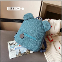 Load image into Gallery viewer, Portable Children Travel Shopping Rucksacks Casual Autumn Winter Lamb Fleece Women&#39;s Bagpack Cute Bear Shaped Shoulder Backpack