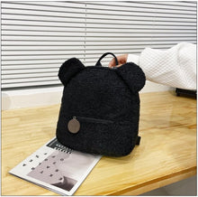 Load image into Gallery viewer, Portable Children Travel Shopping Rucksacks Casual Autumn Winter Lamb Fleece Women&#39;s Bagpack Cute Bear Shaped Shoulder Backpack