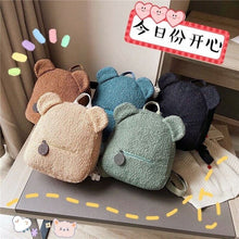 Load image into Gallery viewer, Portable Children Travel Shopping Rucksacks Casual Autumn Winter Lamb Fleece Women&#39;s Bagpack Cute Bear Shaped Shoulder Backpack