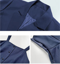 Load image into Gallery viewer, Preppy Style JK Sling Dress Suit Female Fall Striped Tie Lapel White Shirt Lady+Square Collar Retro Pleated Dress Set ropa mujer