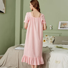 Load image into Gallery viewer, Princess Short Sleeve Nightgowns Pink Long Nightdress Loose Cotton Sleepshirts Retro Sleep Tops Women Sleepwear Night Dress Sexy