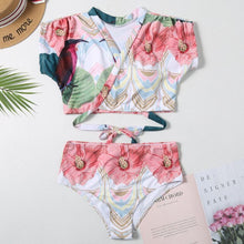 Load image into Gallery viewer, Print Ruffled Cut Out Bikini Sets Sexy Lace Up Swimsuit Two Pieces Swimwear Women 2021 Beach Bathing Suits Biqini