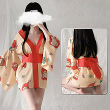 Load image into Gallery viewer, Print Silk Japanese Kimono Dress Cosplay For Women Sleepwear Uniform Robe Floral Bathrobe Sexy Pajamas