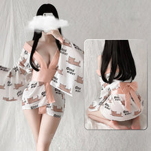 Load image into Gallery viewer, Print Silk Japanese Kimono Dress Cosplay For Women Sleepwear Uniform Robe Floral Bathrobe Sexy Pajamas