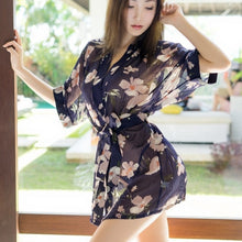 Load image into Gallery viewer, Printed Floral Womens Robes Bridesmaid Chiffon Sleepwear Kimono Lingerie Shower Robe Hot Erotic Terry Bathrobe Home Suits