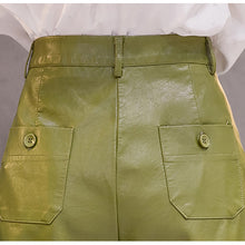 Load image into Gallery viewer, Pu Leather Women Shorts Button Quality Wide Leg Faux Leather Shorts England Style High Waist Loose Shorts Femme Womens Clothing