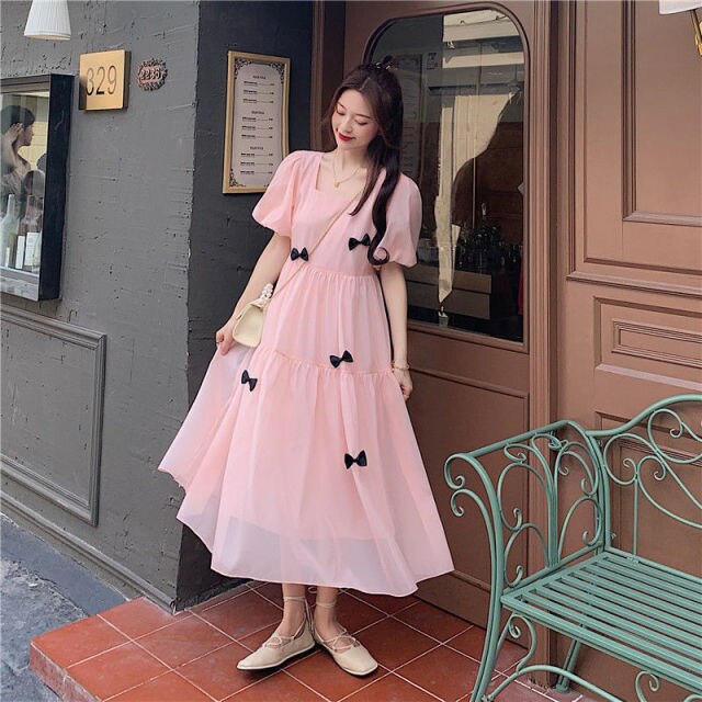 Puff Sleeve Dress Female Summer 2021 New Design Sense Niche Super Fairy Sweet Fairy Skirt Temperament Long Dress