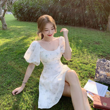 Load image into Gallery viewer, Puff Sleeve French Floral Print Maxi Mini Woman Dress Office Lady Korean Japan Style Kawaii Elegant Dress for Women 2021 Summer