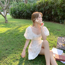 Load image into Gallery viewer, Puff Sleeve French Floral Print Maxi Mini Woman Dress Office Lady Korean Japan Style Kawaii Elegant Dress for Women 2021 Summer